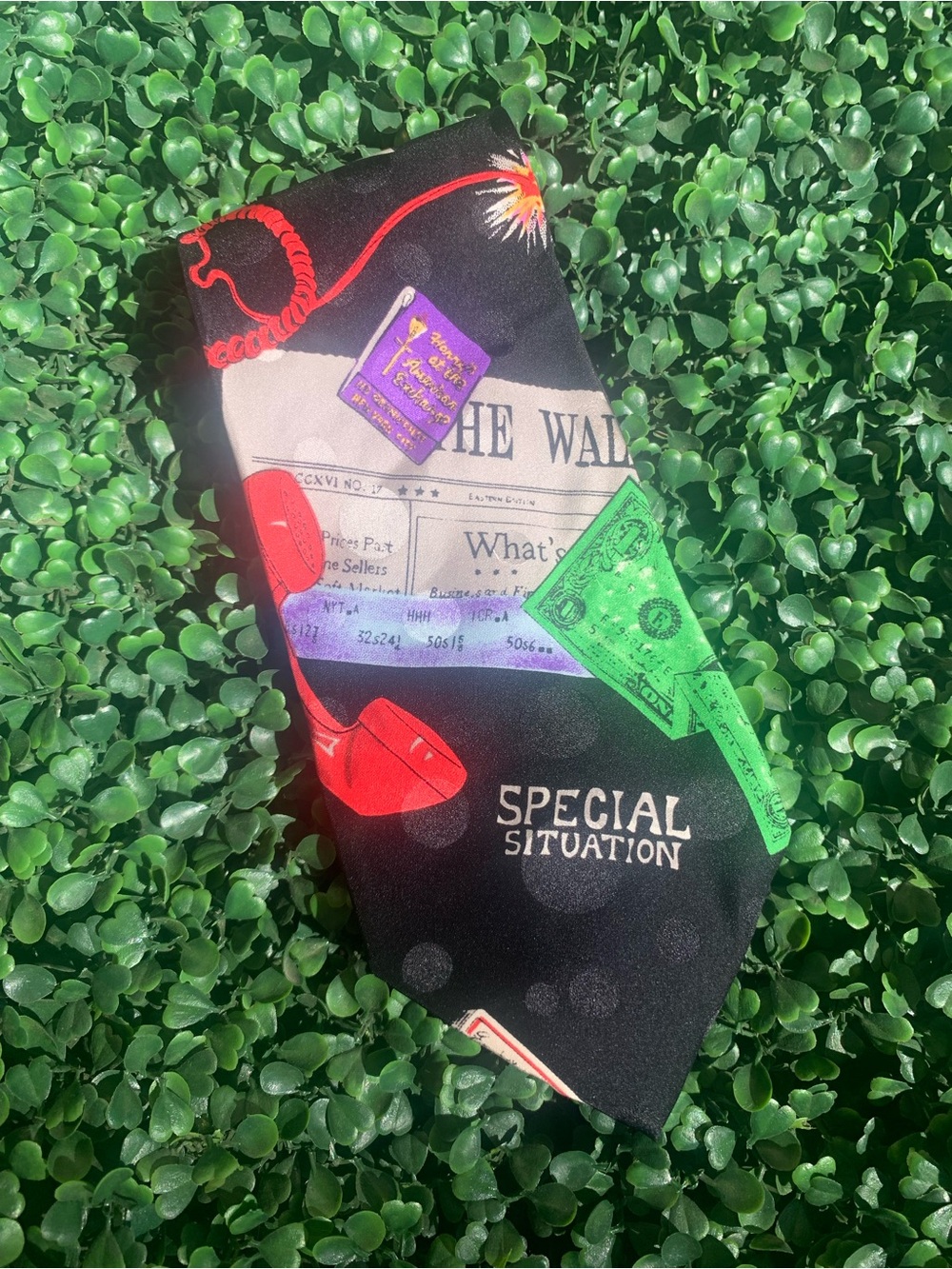 Vintage 90s 1990 Nicole Miller Silk Novelty Wall Street Tie